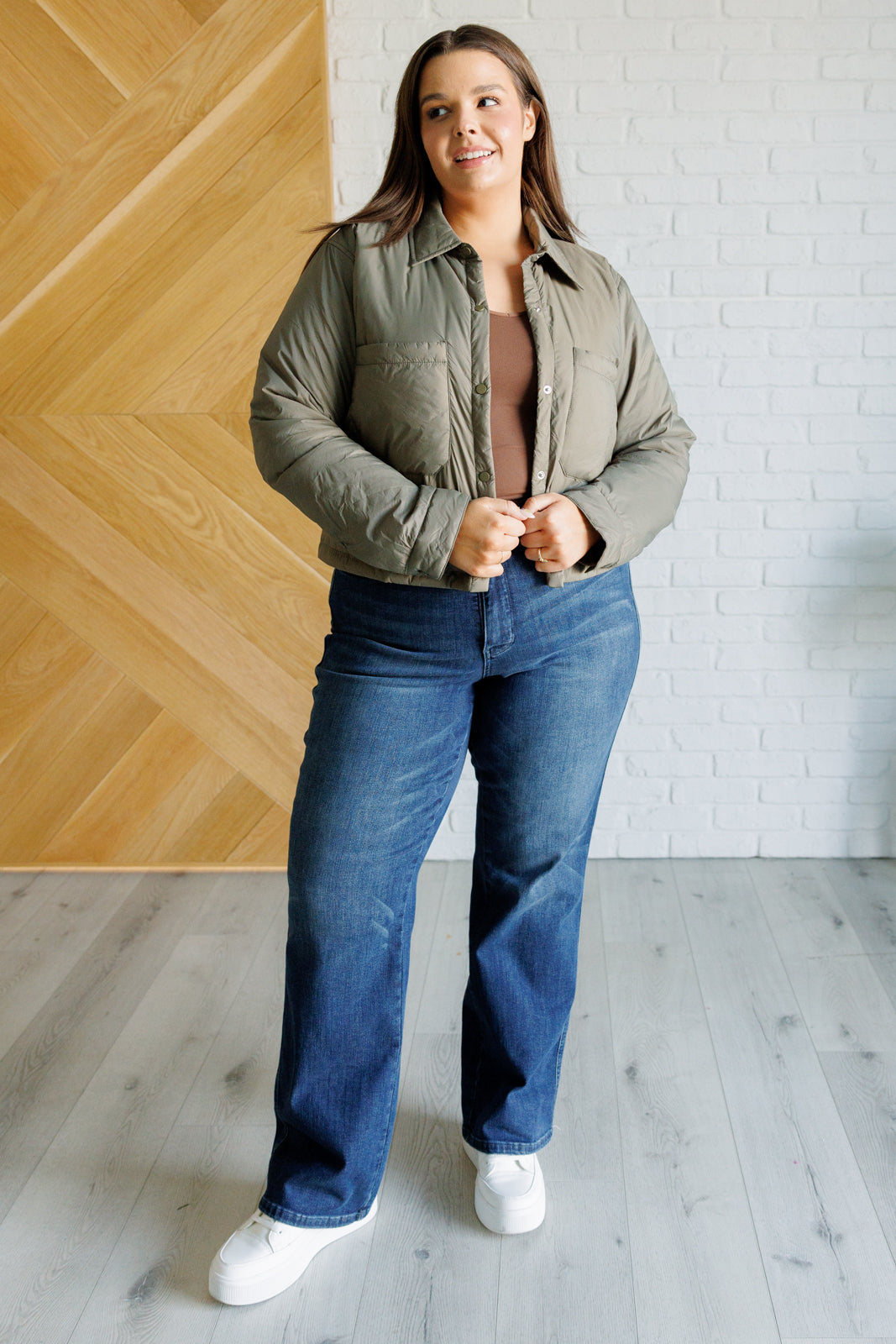 Hear Me Out Lightweight Puffer Jacket in Olive - Charming Charlie
