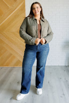Hear Me Out Lightweight Puffer Jacket in Olive - Charming Charlie