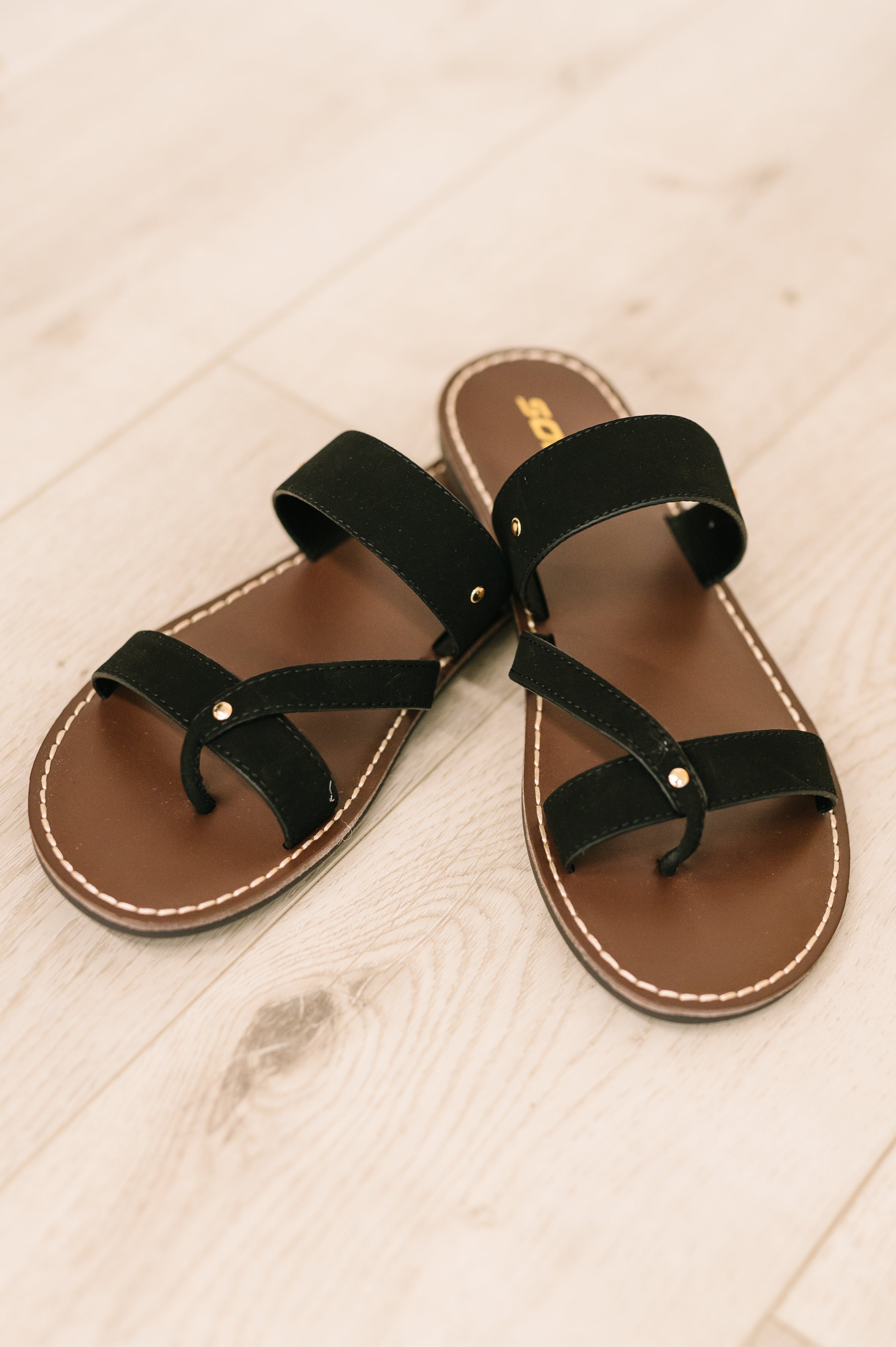 Heart & Sole Slip on Sandals in Clarity Black - Charming Charlie