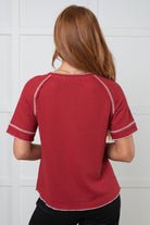 Heartbreaker Waffle Knit Tee in Cranberry - Charming Charlie