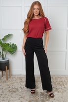 Heartbreaker Waffle Knit Tee in Cranberry - Charming Charlie