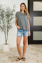 Heathered Harmony Basic Tee in Black - Charming Charlie