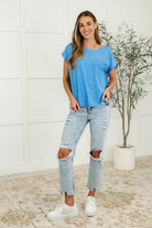 Heathered Harmony Basic Tee in Ocean Blue - Charming Charlie
