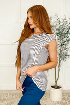 Heavily Invested Striped Ruffle Detail Top - Charming Charlie