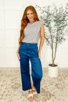 Heavily Invested Striped Ruffle Detail Top - Charming Charlie