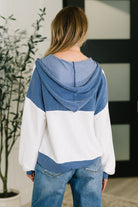 Here for Now Color Block Hoodie in Blue - Charming Charlie