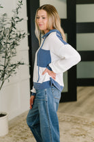 Here for Now Color Block Hoodie in Blue - Charming Charlie