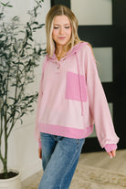 Here for Now Color Block Hoodie in Pink - Charming Charlie