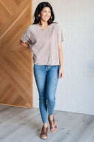 Here for the Vibes Mineral Wash Spliced Tee - Charming Charlie
