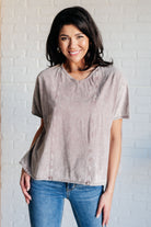 Here for the Vibes Mineral Wash Spliced Tee - Charming Charlie