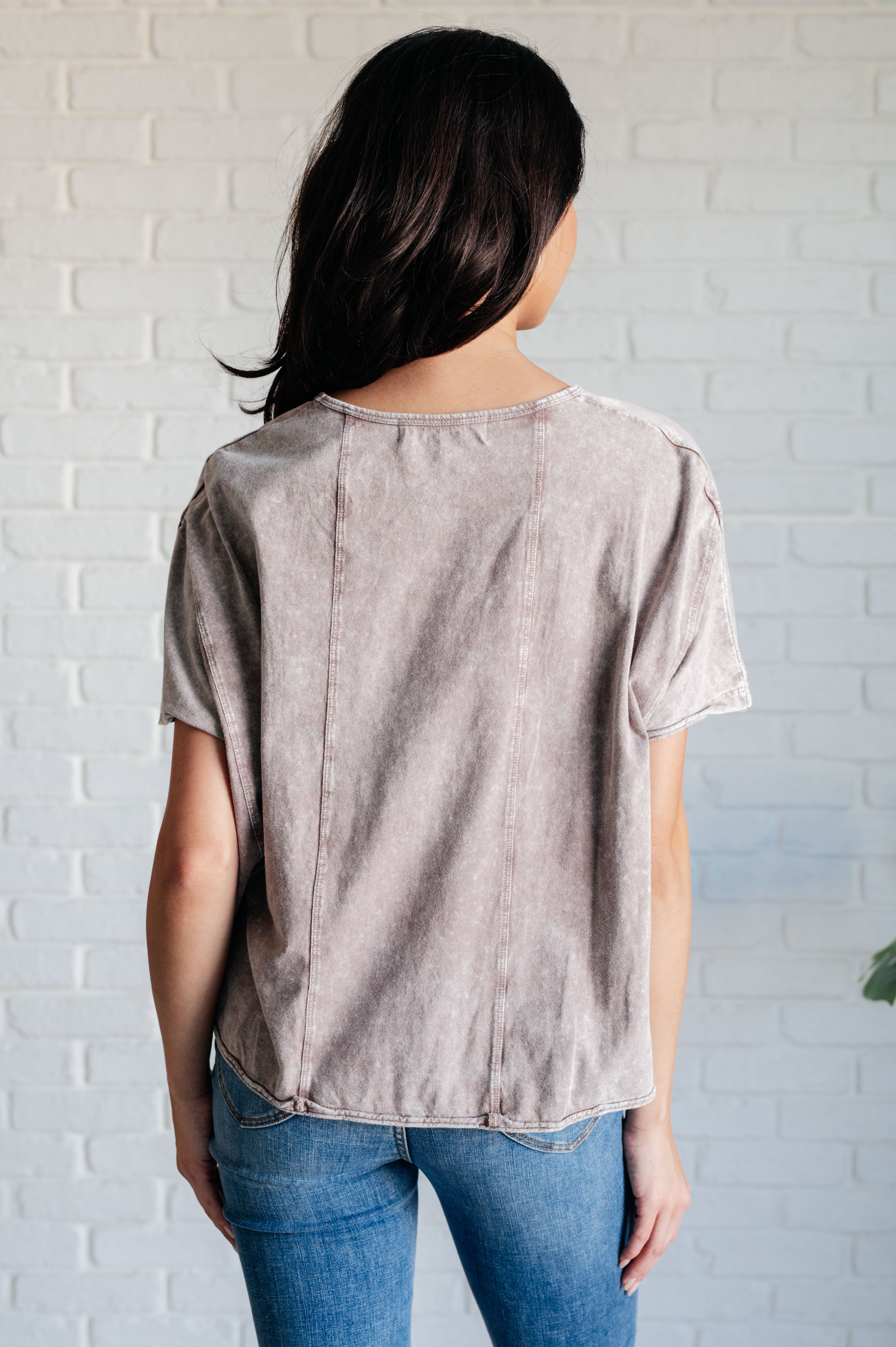 Here for the Vibes Mineral Wash Spliced Tee - Charming Charlie