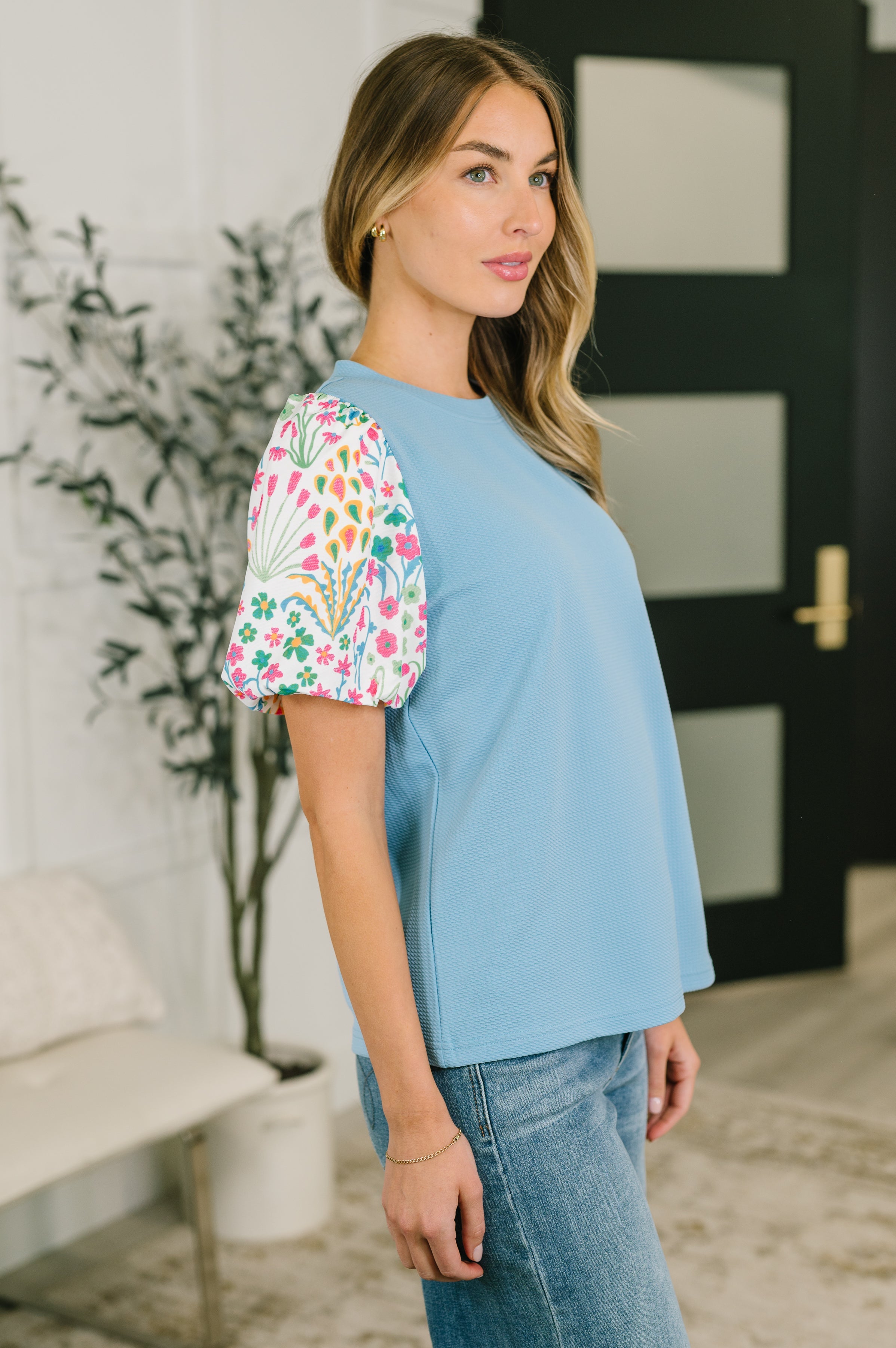 High Expectations Contrast Puff Sleeve Blouse - Charming Charlie