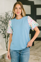 High Expectations Contrast Puff Sleeve Blouse - Charming Charlie
