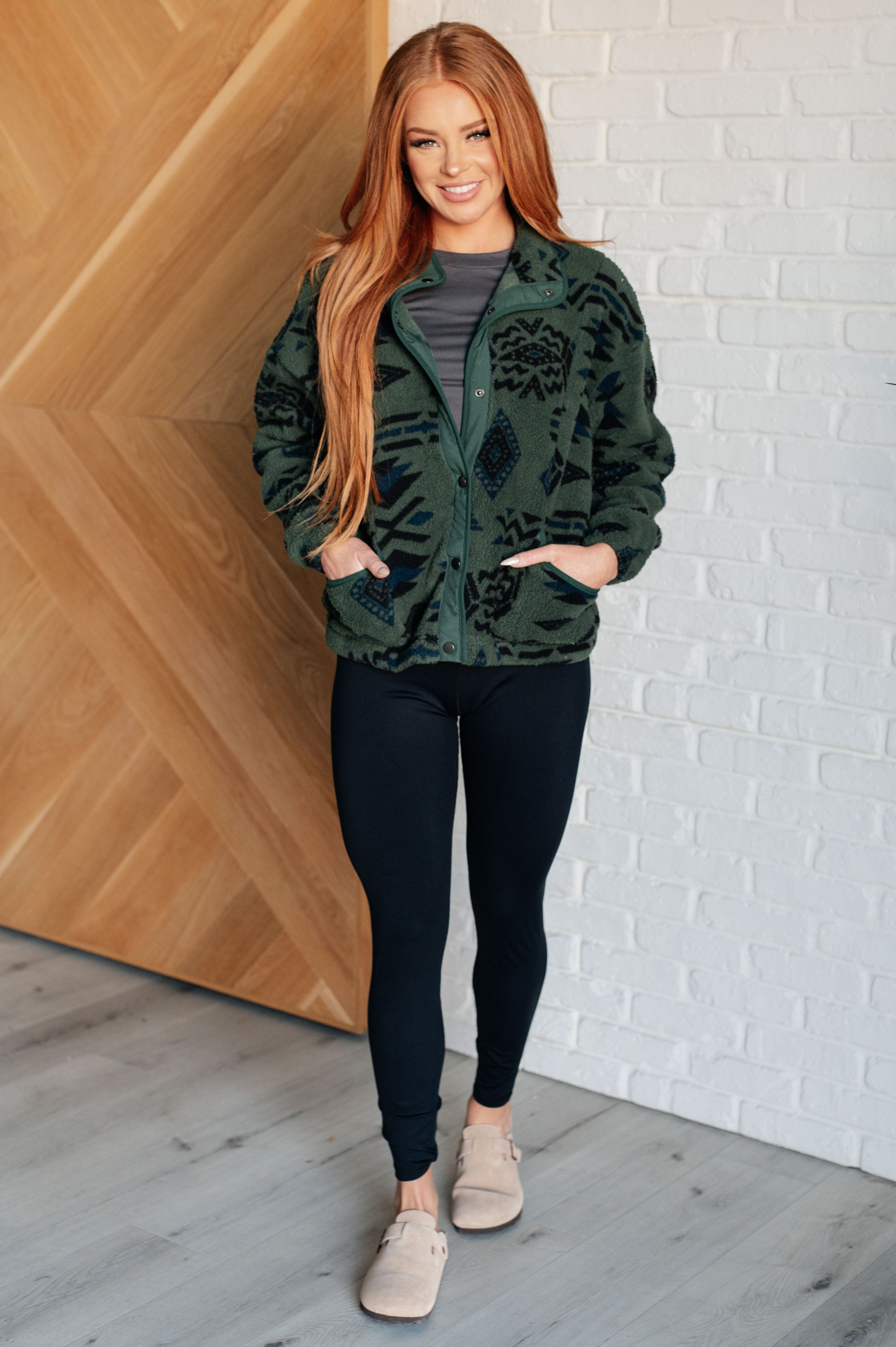 High Perspective Geometric Fleece Jacket - Charming Charlie