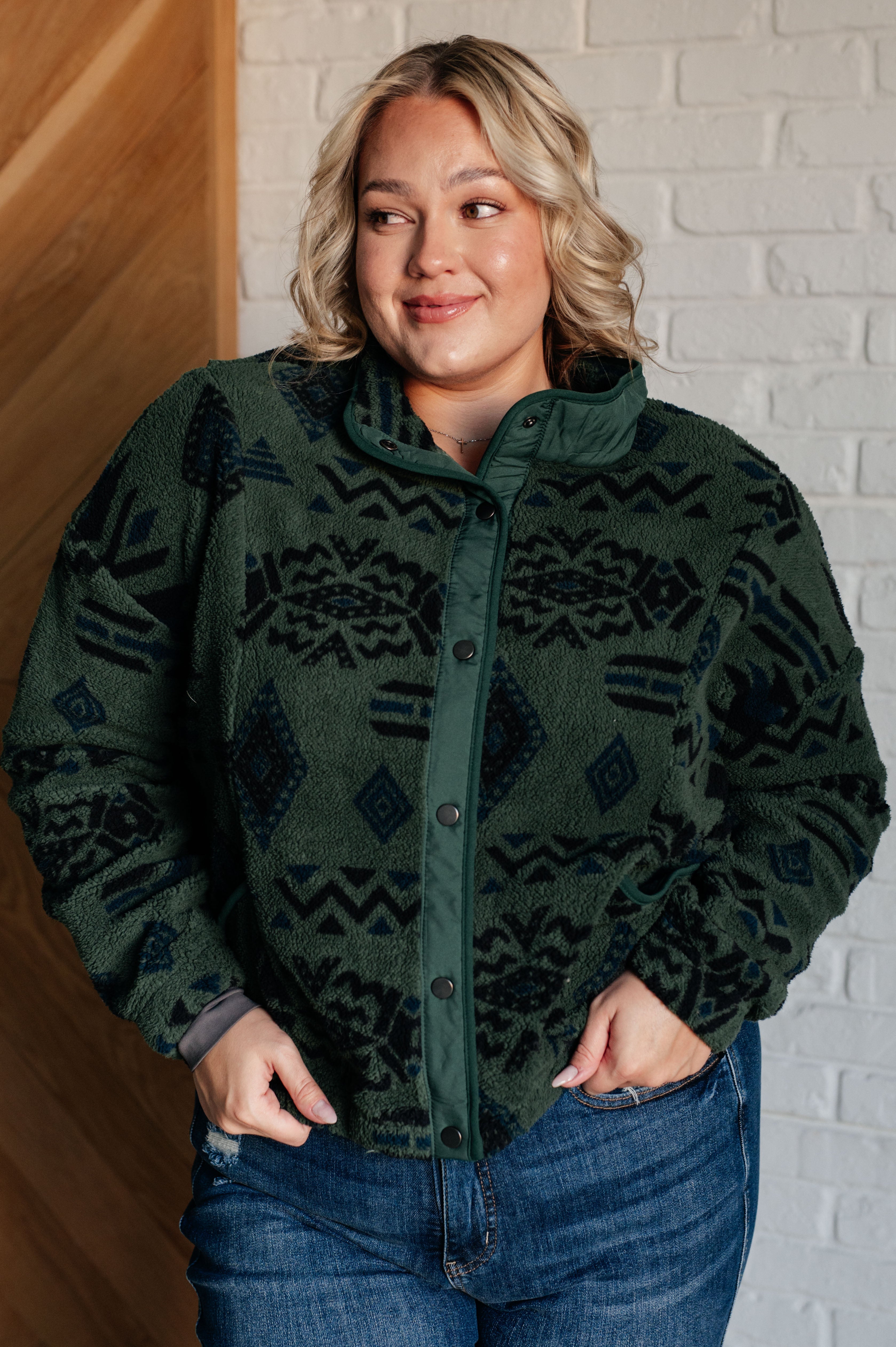 High Perspective Geometric Fleece Jacket - Charming Charlie