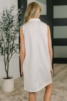 High Tide High Neck Embossed Sleeveless Dress in Off White - Charming Charlie