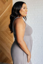 Hilary Wide Leg Jumpsuit in Grey - Charming Charlie