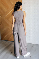 Hilary Wide Leg Jumpsuit in Grey - Charming Charlie