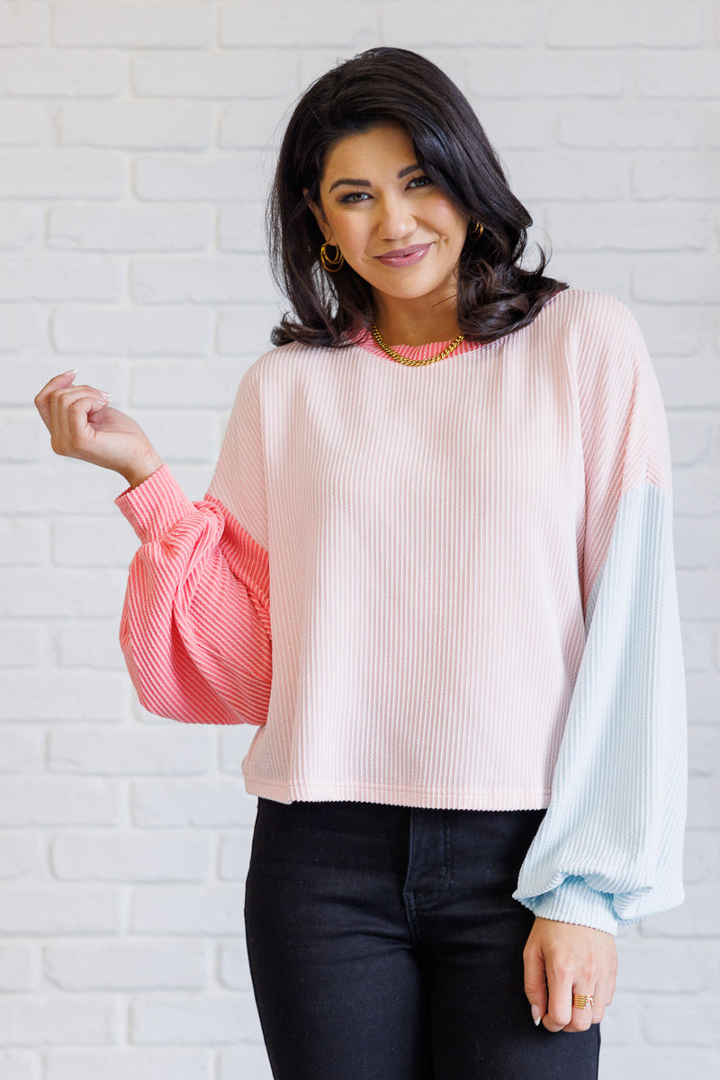 Colorblock Top Hit Me With Your Best Shot Colorblock Top in Light Pink – Charming Charlie