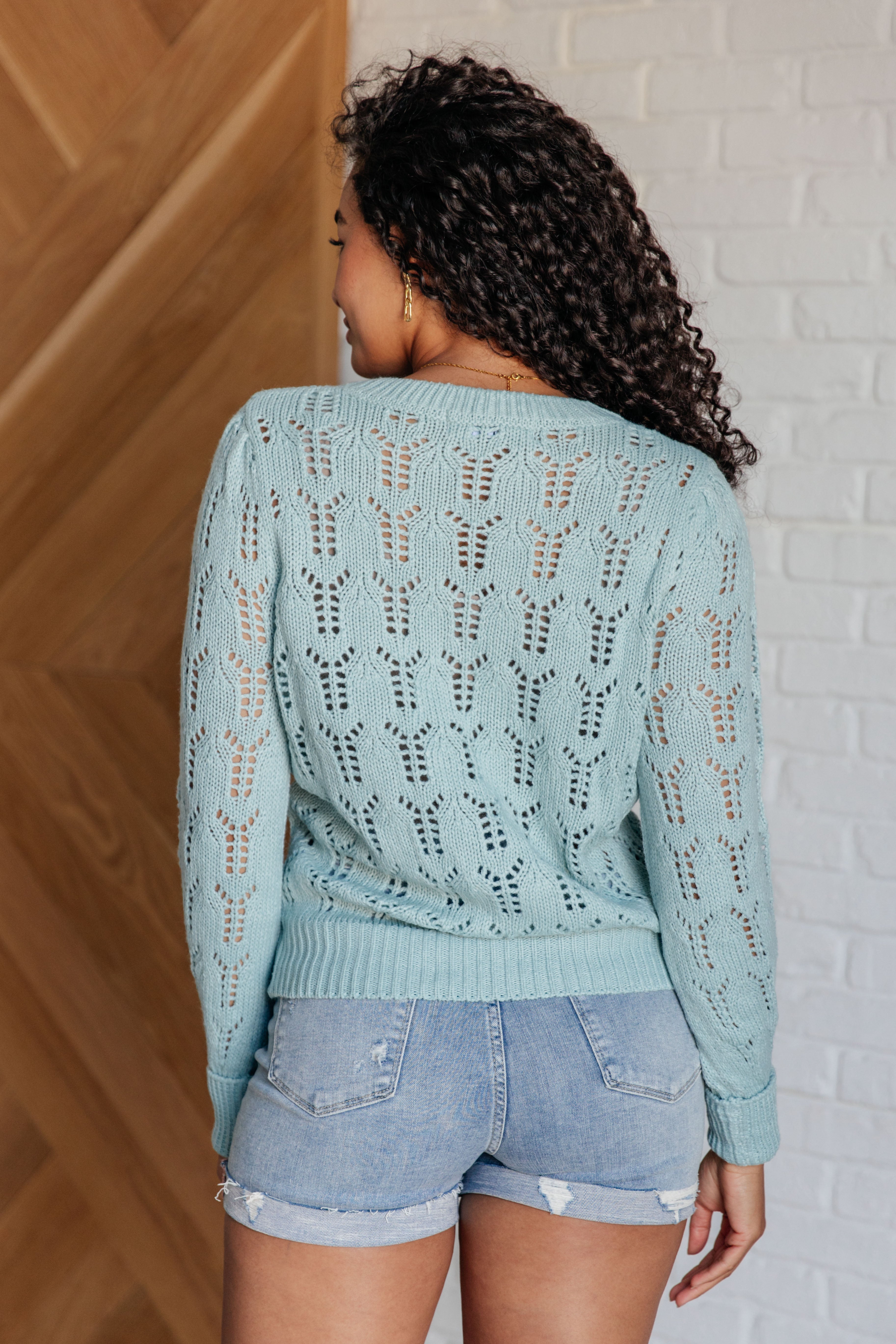 Hole In One Sheer Pointelle Knit Sweater - Charming Charlie