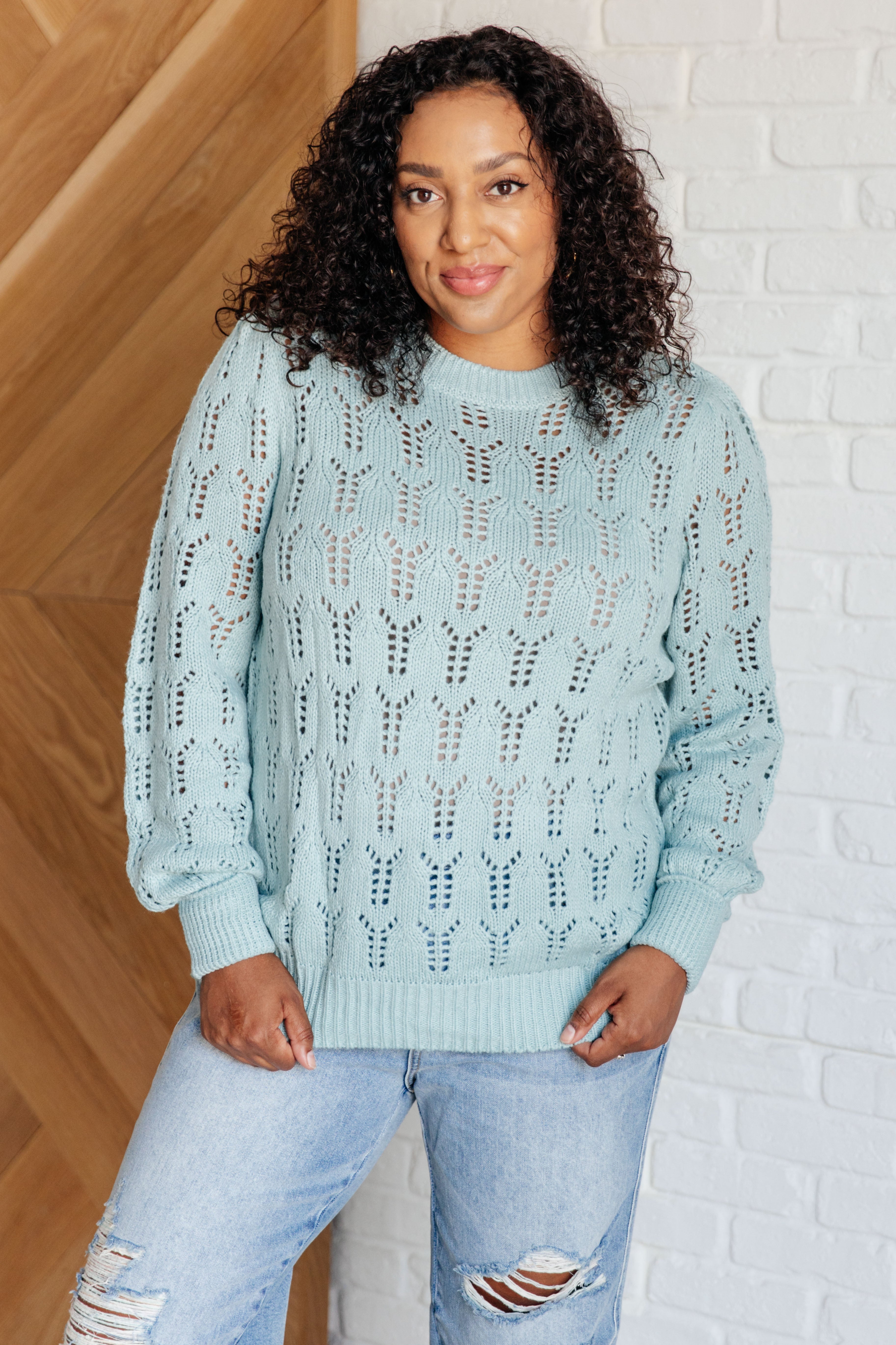 Hole In One Sheer Pointelle Knit Sweater - Charming Charlie