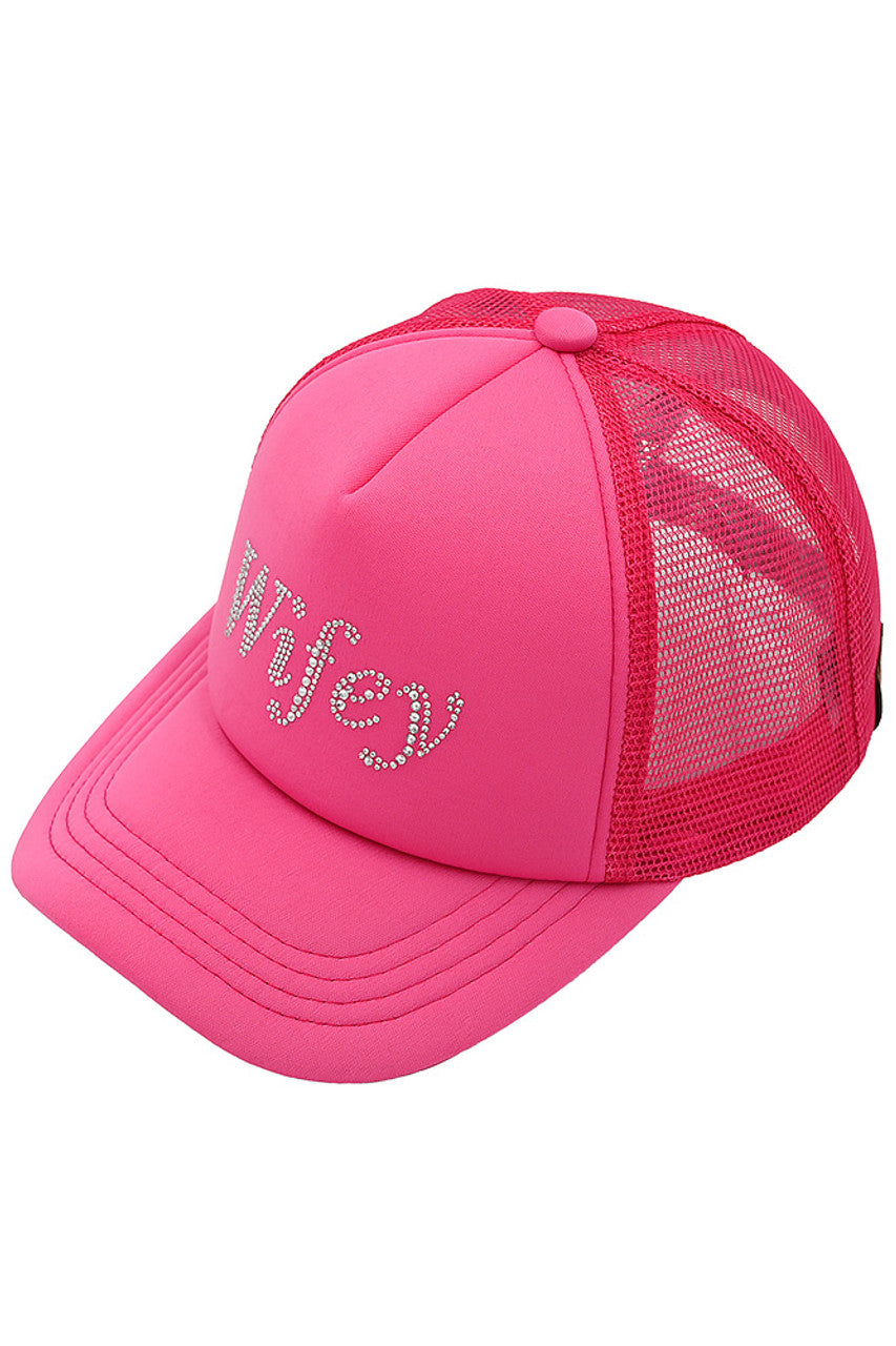Hot Pink C.C WIFEY Rhinestones Trucker Cap is a must-have for any stylish woman. With a dazzling display of rhinestones and a comfortable trucker design, you'll be turning heads wherever you go. Add a touch of glam to your daily look and show off your wifey status in style.
