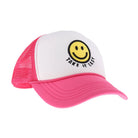 Hot Pink C.C TAKE IT EASY Smiley Face Trucker Cap is the perfect addition to your casual wardrobe. Made with durable materials, this cap offers a comfortable fit and features a fun smiley face design. Stay cool and stylish while protecting your face from the sun