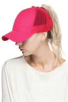 Hot Pink C.C BASEBALL PONYCAP is a stylish and versatile accessory for any outfit. With its durable material and adjustable fit, it offers long-lasting comfort and protection from the sun. Plus, its classic baseball cap design adds a touch of sporty sophistication. Perfect for any casual or active occasion.