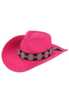 Hot Pink C.C Southwest Pattern Cowboy Hat is a stylish and versatile accessory that adds a touch of western charm to any outfit. Made with high-quality materials, this hat features a unique Southwest pattern that stands out from the crowd. With its comfortable fit and durable construction, it's the perfect choice for any cowboy or cowgirl looking to make a statement.