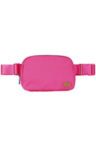 HotPink C.C. Waterproof Mini Fanny Belt Bag is the perfect accessory for any adventure. The waterproof material ensures your belongings stay dry, while the compact size and secure belt keep them close and safe. Ideal for outdoor activities or travelling, this bag is a must-have for any on-the-go individual.