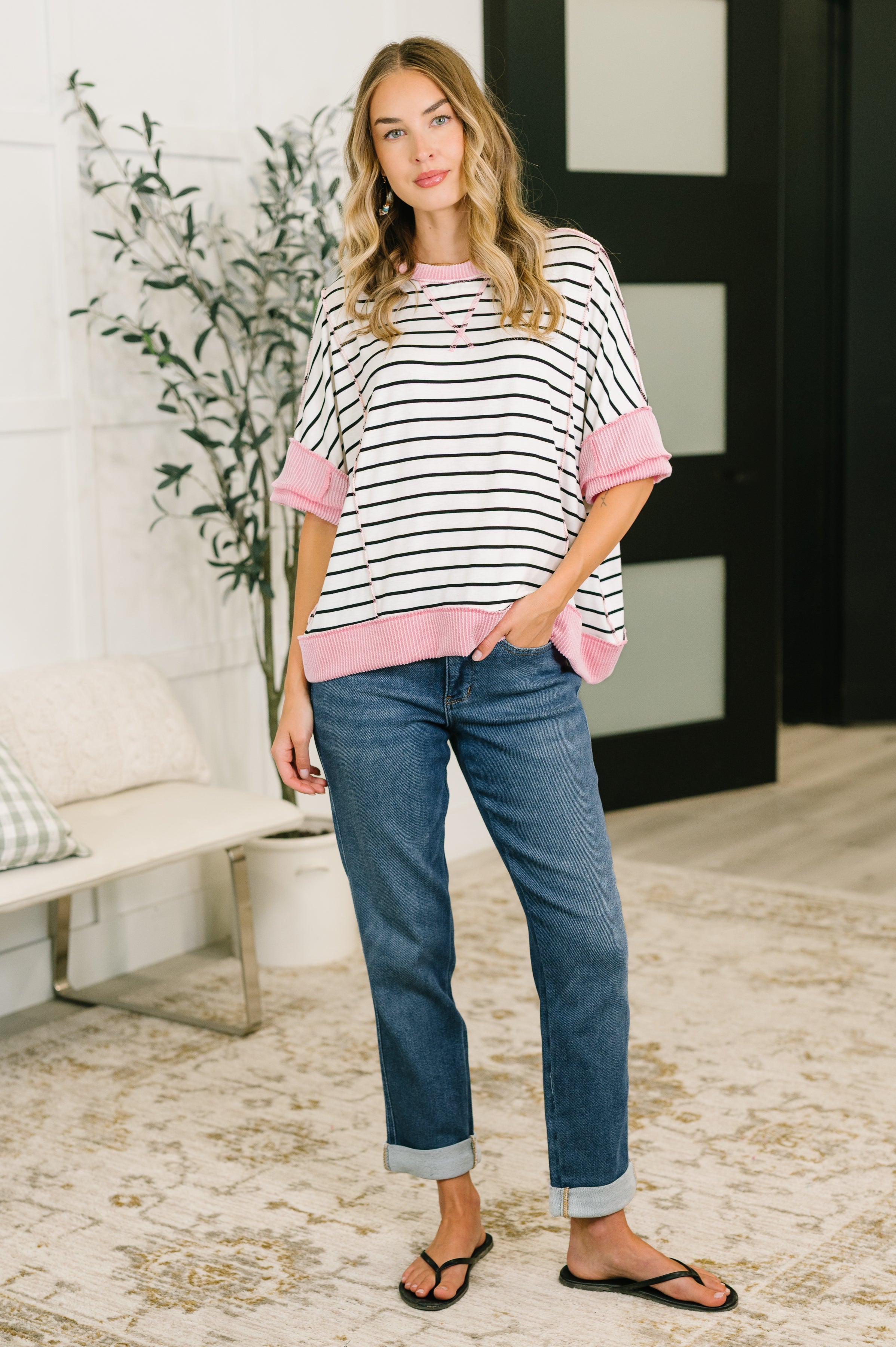 Human Nature Contrast Detailed Top - Charming Charlie