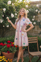 Holographic Pink Star Patch Mini Dress - Charming Charlie