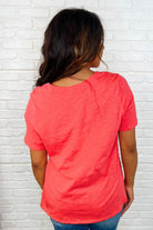 I Don't Have to Choose V-Neck Tee in Hot Coral - Charming Charlie