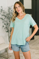 I Don't Have to Choose V-Neck Tee in Mint - Charming Charlie