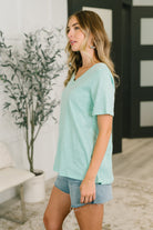 I Don't Have to Choose V-Neck Tee in Mint - Charming Charlie