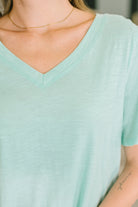 I Don't Have to Choose V-Neck Tee in Mint - Charming Charlie