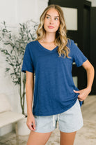 I Don't Have to Choose V-Neck Tee in Navy - Charming Charlie