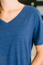 I Don't Have to Choose V-Neck Tee in Navy - Charming Charlie