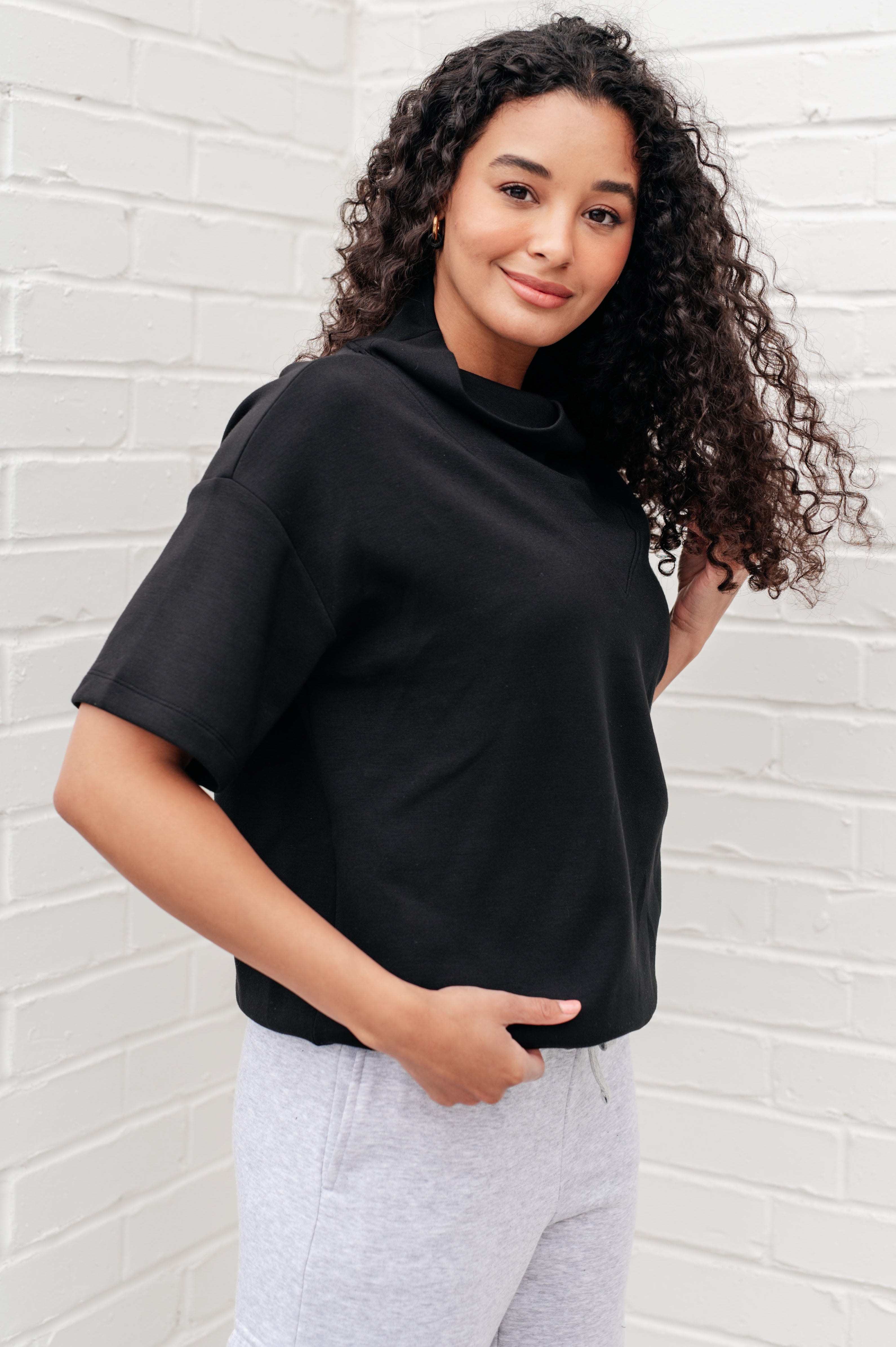 I Just Felt Like It Mock Neck Top in Black – Charming Charlie