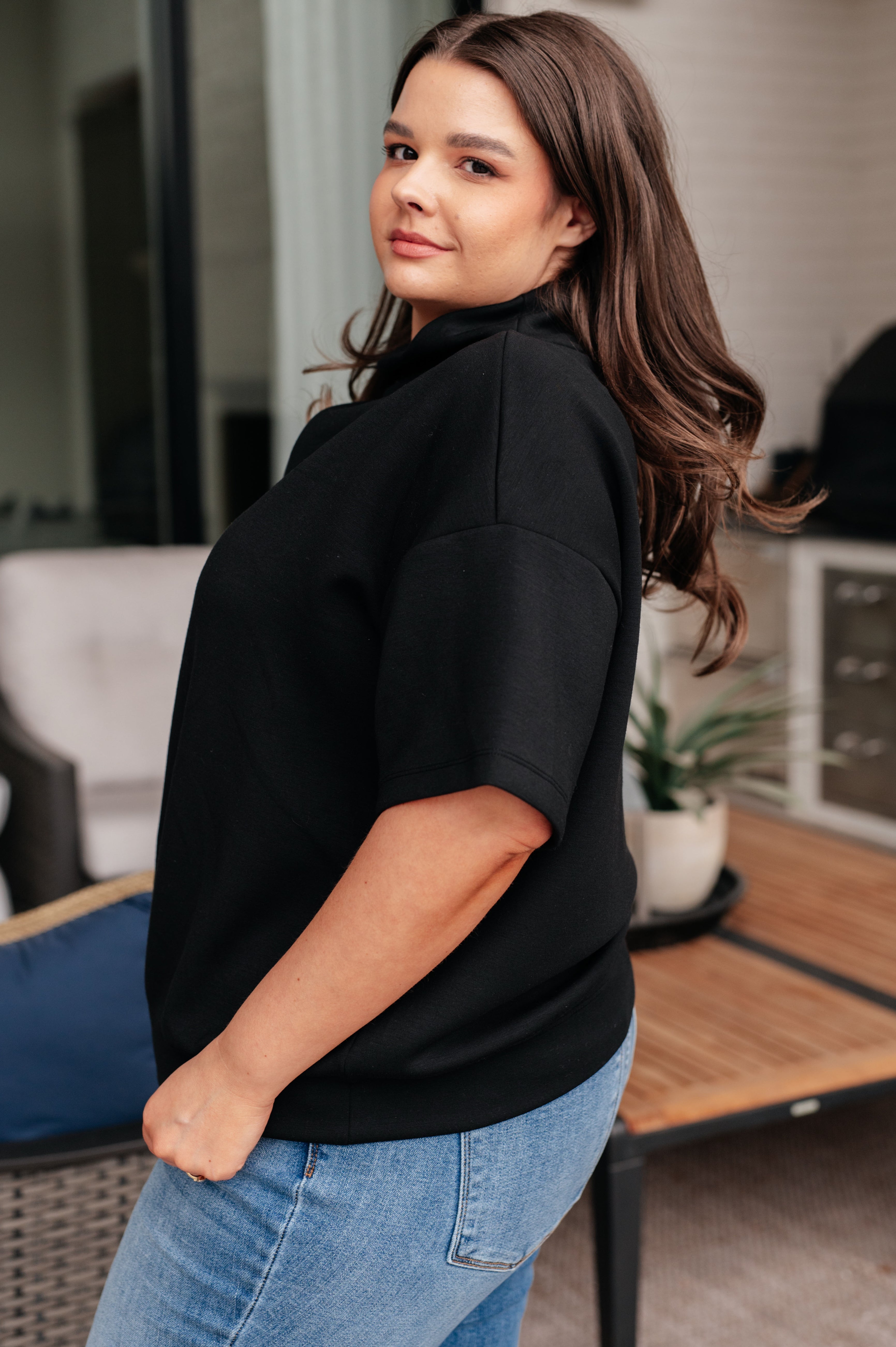 I Just Felt Like It Mock Neck Top in Black – Charming Charlie