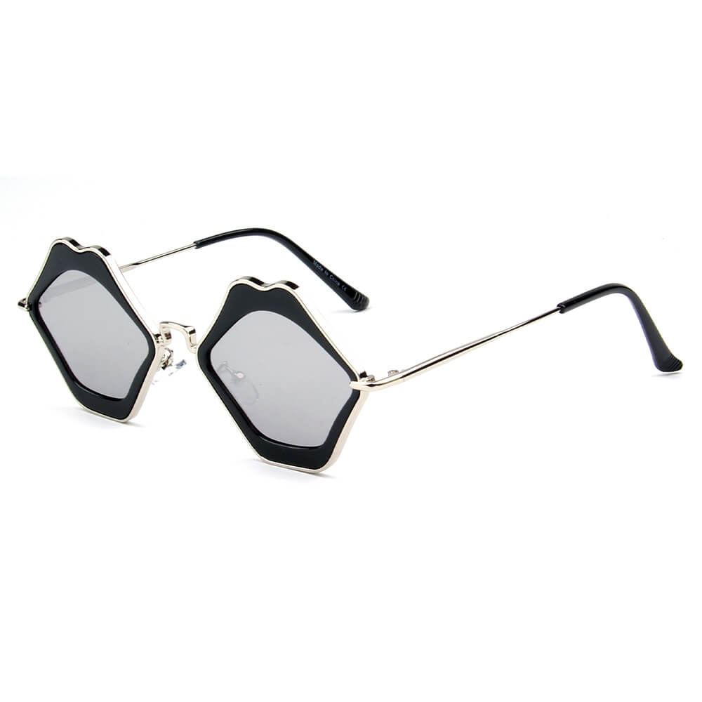 MADISON | S3002 - Womens Fashion Funky Mouth Kissing Lip Shape Hippie Love Party Sunglasses - Cramilo Eyewear - Stylish Trendy Affordable Sunglasses Clear Glasses Eye Wear Fashion