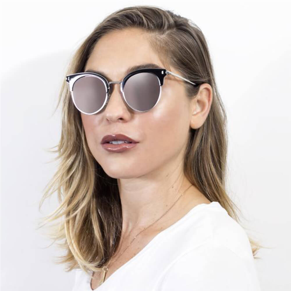 BILOXI | CA05K - Women Half Frame Round Cat Eye Polarized Sunglasses - Cramilo Eyewear - Stylish Trendy Affordable Sunglasses Clear Glasses Eye Wear Fashion