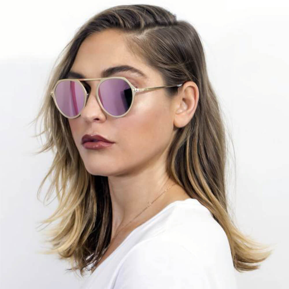 DRESDEN | A19 - Modern Flat Top Slender Round Sunglasses - Cramilo Eyewear - Stylish Trendy Affordable Sunglasses Clear Glasses Eye Wear Fashion
