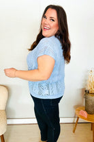 The Perfect Find Sky Blue Dolman Short Sleeve Crochet Sweater Top - Charming Charlie