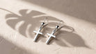 GL Creations- Sterling Silver Polished Cross Drop Earrings - Charming Charlie