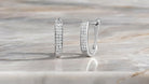 GL Creations- Sterling Silver Double CZ Row Huggie Oval Hoop Earrings - Charming Charlie