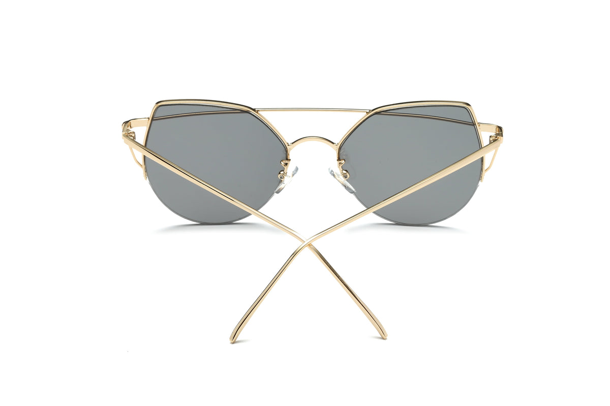 DILLON | Modern Cat Eye Mirrored Flat Lens Sunglasses Circle - Charming Charlie