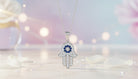 GL Creations-Sterling Silver CZ Hamsa/ Evil Eye Pendant 16+2" Chain - Charming Charlie