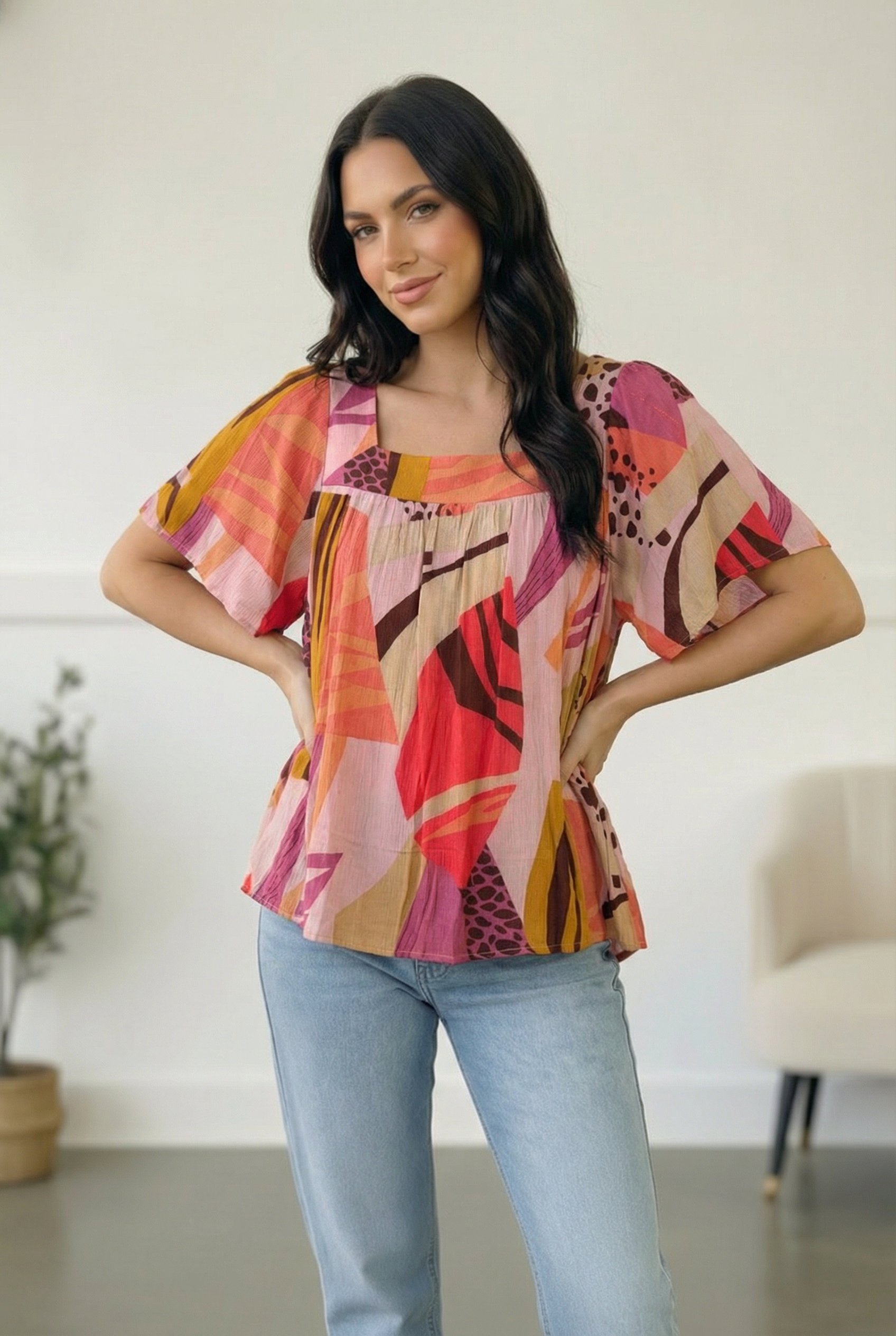 Art Walk Print Blouse - Charming Charlie