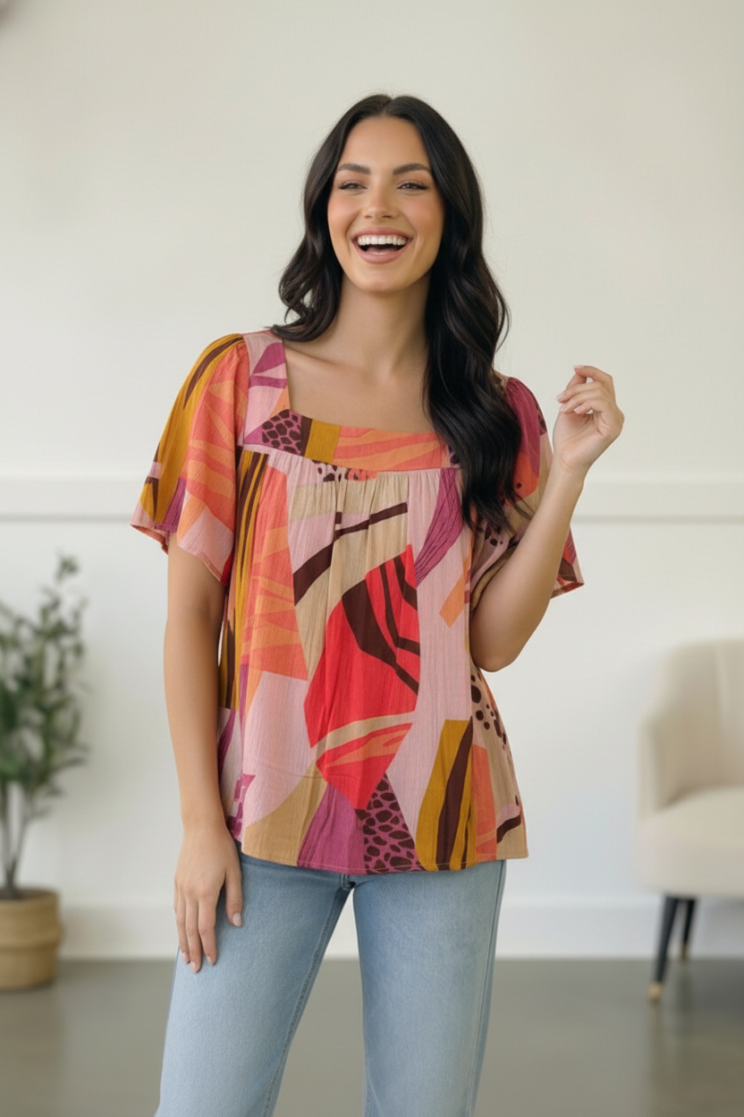 Art Walk Print Blouse - Charming Charlie